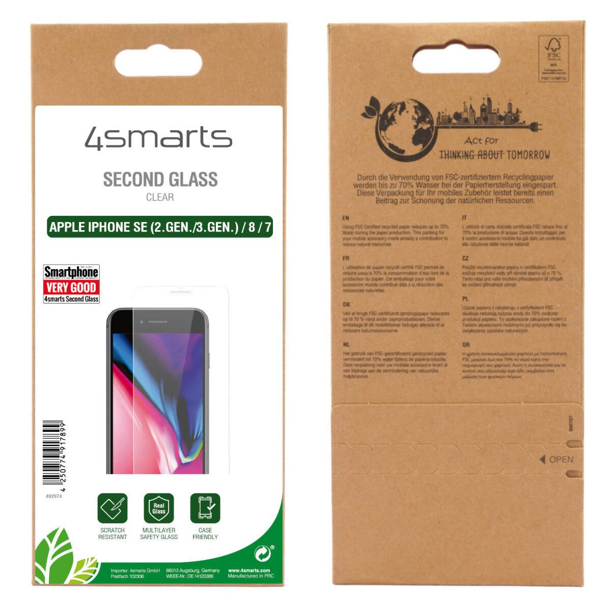 4smarts Second Glass für Apple iPhone SE3 / SE2 / 8 / 7 4smarts Second Glass für Apple iPhone SE3 / SE2 / 8 / 7